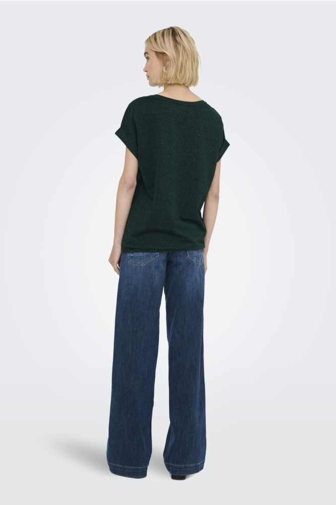 ONLMOSTER GLITTER S/S TOP NOOS JRS 15356991 SCARAB/SCARAB LUR
